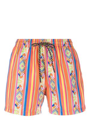 Nos Beachwear short de bain à imprimé géométrique - Orange