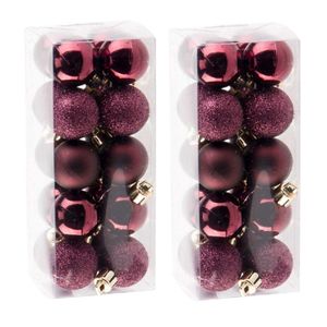 40x Kleine aubergine roze kerstballen 3 cm kunststof