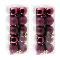 40x Kleine aubergine roze kerstballen 3 cm kunststof