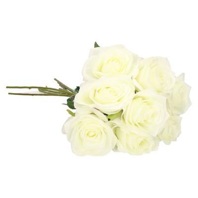 Kunstbloem roos Simone - 8x - wit - 45 cm - decoratie bloemen