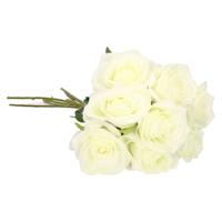 Kunstbloem roos Simone - 8x - wit - 45 cm - decoratie bloemen