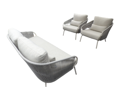 Nappa loungeset camel sand/teak/keramiek incl. natural gravel kussens - Suns