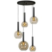 Masterlight Zwarte hanglampBella 5-lichts met glasbollen - 2982-05-05-50-5-221