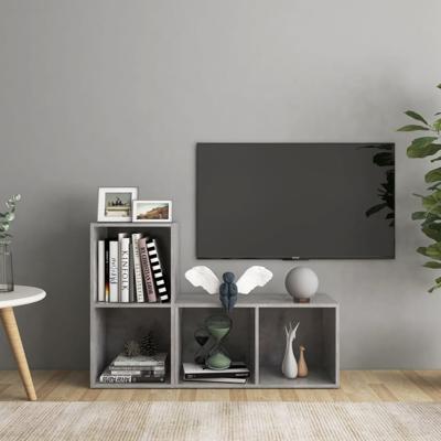 Tv-meubelen 2 st 72x35x36,5 cm bewerkt hout betongrijs