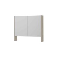 INK SPK3 Spiegelkast - 90x14x74cm - 2 deuren - dubbelzijdige Spiegel - open planchet - schakelaar en stopcontact - MDF lak Mat kasjmier grijs 1110179