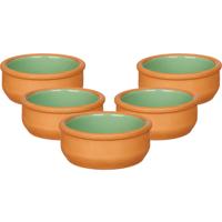 Tapas/creme brulee serveer schaaltjes - 18x - mini - terracotta/groen - 8 x 4 cm