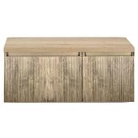 Frozen 3D Badmeubelset 100 cm - Greeplijst in Kleur - Wastafel Onderkast met Bovenblad French Oak