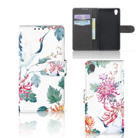 Sony Xperia Z1 Telefoonhoesje met Pasjes Bird Flowers - thumbnail
