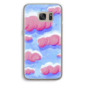 Roze wolken met vogels: Samsung Galaxy S7 Transparant Hoesje