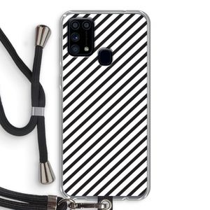 Strepen zwart-wit: Samsung Galaxy M31 Transparant Hoesje met koord