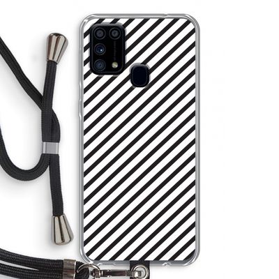 Strepen zwart-wit: Samsung Galaxy M31 Transparant Hoesje met koord