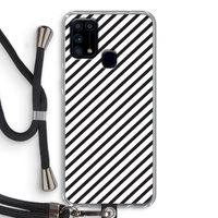 Strepen zwart-wit: Samsung Galaxy M31 Transparant Hoesje met koord Strepen zwart-wit: Samsung Galaxy M31 Transparant Hoesje met koord