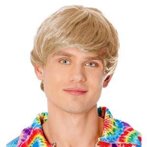 Verkleedpruik voor heren - blond - Seventies/popster/sixties/surfboy - Carnaval - kort haar