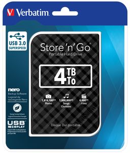 Verbatim Draagbare vaste Store 'n' Go-schijf met USB 3.0 van 4 TB Black