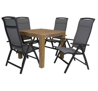 Alberto teak tafel 92.5 x 92.5 met Qopps Houston verstelbare tuinstoel