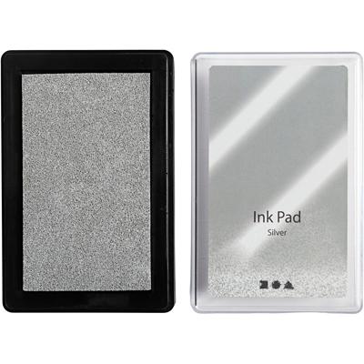Creativ Company Stempelinkt, h: 2 cm, afm 9x6 cm, zilver, 1 stuk