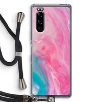Roze explosie: Sony Xperia 5 Transparant Hoesje met koord
