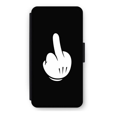Middle finger black: iPhone 11 Flip Hoesje