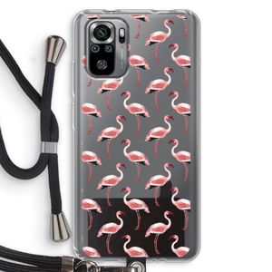 Flamingoprint groen: Xiaomi Redmi Note 10S Transparant Hoesje met koord