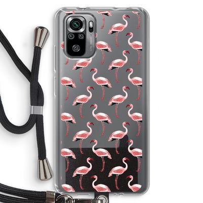 Flamingoprint groen: Xiaomi Redmi Note 10S Transparant Hoesje met koord