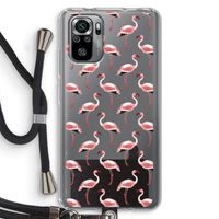 Flamingoprint groen: Xiaomi Redmi Note 10S Transparant Hoesje met koord