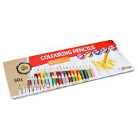50x Hobby kleurpotloden in blik in diverse kleuren - Tekenpotloden - thumbnail