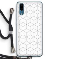 Zwart-witte kubussen: Huawei P20 Transparant Hoesje met koord