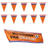 Bellatio decorations - Oranje Holland vlaggenlijnen set met grote banier vlag