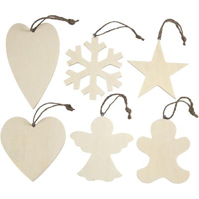 Creativ Company Versier je houten kersthangers, 6st.