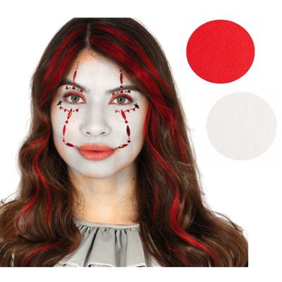 Horror clown gezicht versiering set - met plakdiamantjes en schmink