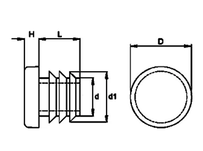 Insteekdop zwart rond 25mm