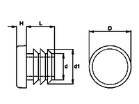 Insteekdop zwart rond 25mm - thumbnail