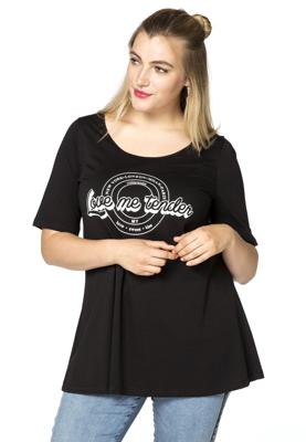 Yoek Tuniek flare love me tender | Zwart | Maat 46/48