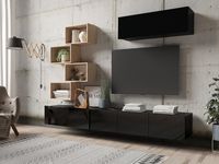 Tv-meubel set BRASILIA 5 deuren hoogglans zwart/artisan eik - thumbnail
