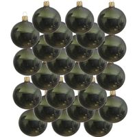 24x Donkergroene glazen kerstballen 8 cm glans