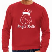 Foute humor Kersttrui / sweater voor heren - jingle balls - rood - kerstmuts
