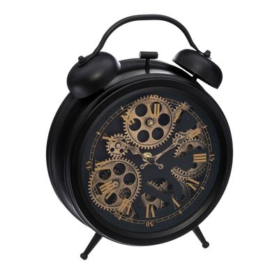 Tafelklok Lausanne - Antiek look - zwart - Dia 26 cm - glas/metaal
