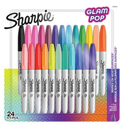 Viltstift Sharpie Glampop fijn assorti blister à 24 stuks