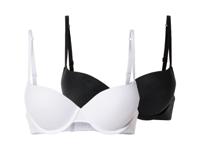 esmara Dames push-up beha's  (80B, Zwart/wit)