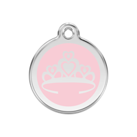 Crown Pink roestvrijstalen hondenpenning medium/gemiddeld dia. 3 cm - Reddingo Crown Pink roestvrijstalen hondenpenning medium/gemiddeld dia. 3 cm - Reddingo