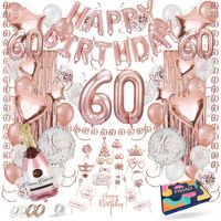 Fissaly® 60 Jaar Rose Goud Verjaardag Decoratie Versiering – Feest - Helium, Latex & Papieren Confetti Ballonnen - thumbnail