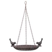 Best for birds Vogelvoederschaal - hangend - metaal - 21 cm - Vogeldrinkschaal/voederbak - vogelbad