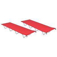 Campingbedden 2 st 180x60x19 cm oxford stof en staal rood - thumbnail