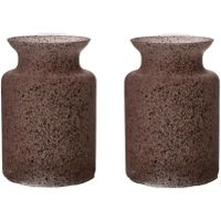 Bloemenvaas Dubai - 2x - rood graniet - glas - D14 x H20 cm