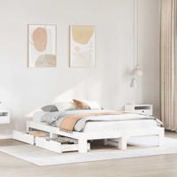 Bedframe zonder matras massief grenenhout wit 140x190 cm