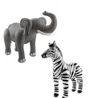 Opblaasbare dierenset olifant en zebra   -