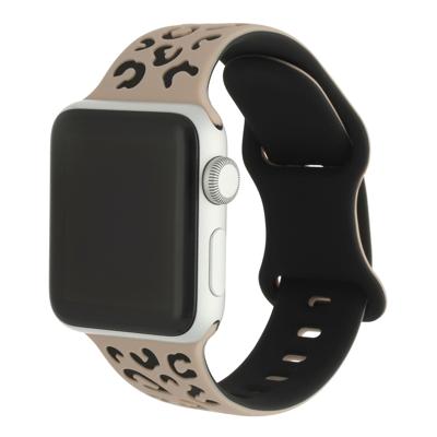 Apple Watch Siliconen Luipaard Wild Band - Lichtbruin Zwart -