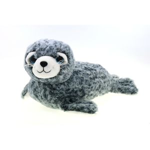 Creation pluche Zeehond knuffeldier - grijs/wit - liggend - 30 cm