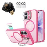 iPhone 17 Bundle Classic Hybrid Magnetic Case (Stash Stand) and Armorite Pro Privacy Screen Protector - Frosted Pink