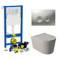 Geberit UP100 Toiletset Wandcloset Salenzi Civita Mat Grijs met Delta 21 Drukplaat
